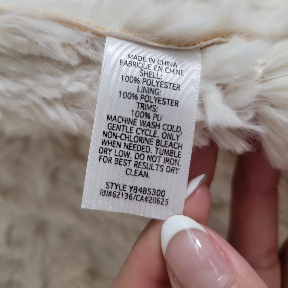 Guess Jeans Cream Sherpa Lined Hooded Jacket Women's Size Large - Picture 13 of 13